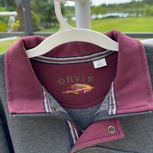 Orvis fishing boating pullover Sweatshirt large gray and maroon nwot